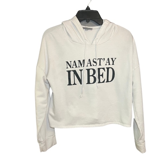 Charlotte Russe Tops - Charlotte Russe Long Sleeve Cropped Hoodes Graphic Namaste Sweatshirt Size L